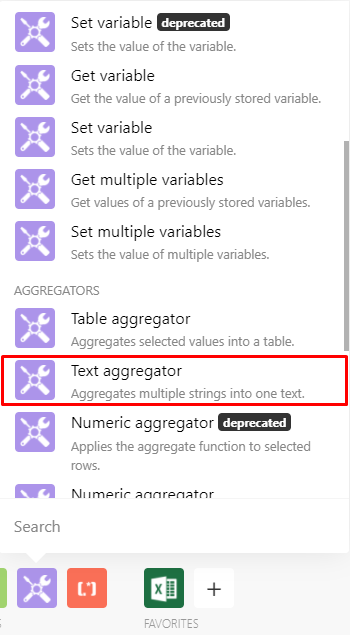 text-aggregator-in-the-tools-menu