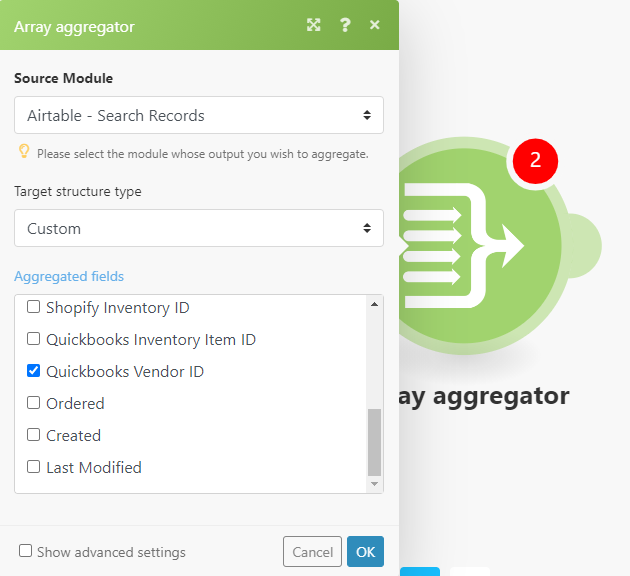array-aggregator-quickbooks-vendor-id-field