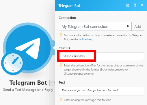 la licenciatura objetivo erección Telegram Bot App Help Docs | Integromat Help Center